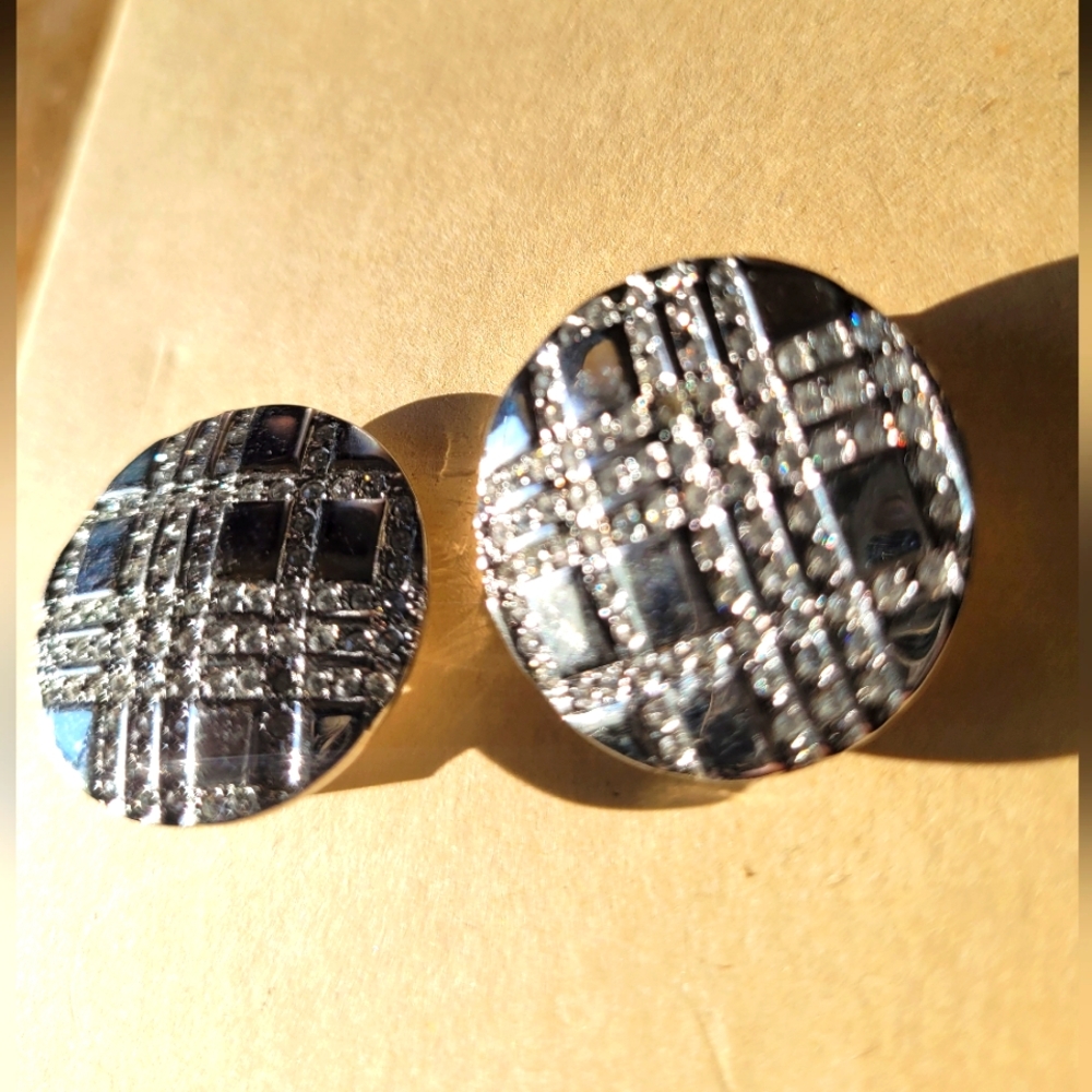 Burberry Silver Nova Check Clip Earrings
